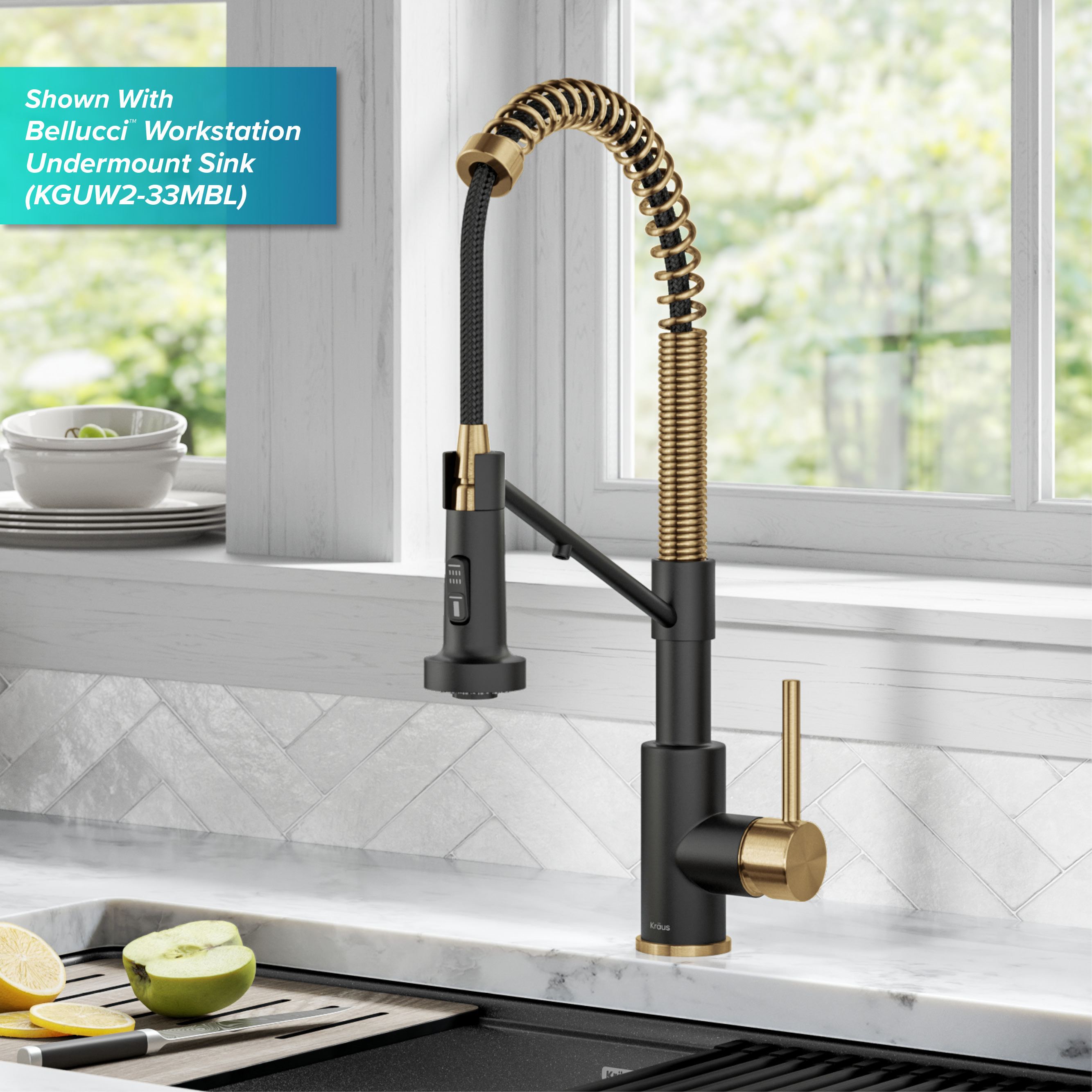KRAUS Bolden 2-in-1 Commercial Style Pull-Down Single Handle Water Filter Kitchen Faucet for Reverse Osmosis or Water Filtration System in Brushed Brass/Matte Black - image 3 of 21