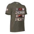 thumbnail image 3 of KNOW JESUS KNOW PEACE Unisex t-shirt (Army, S), 3 of 4
