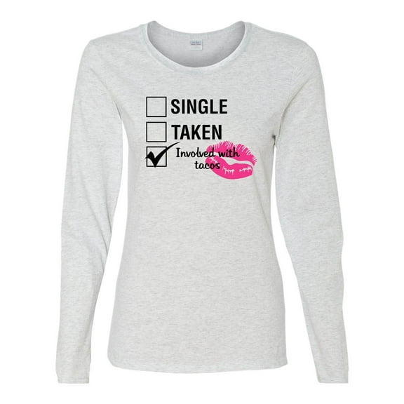 Involved with Tacos Valentine's Day Women's Long Sleeve Shirt-Ash-Small