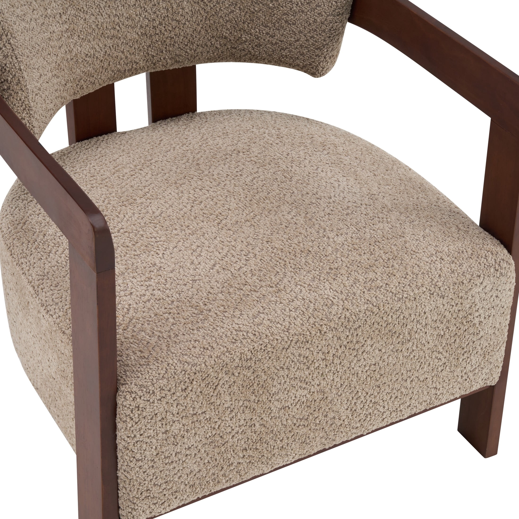 Christopher Knight Home Mid-Century Modern Boucle Upholstered Accent Arm Chair, Wood Frame, Light Brown