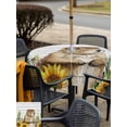 thumbnail image 5 of Outdoor Tablecloth with Umbrella Hole for Patio/Picnic/Party/Camping, Groundhog Day Waterproof Table Cloth Square Cover Washable, Sunflower Spring Floral Botanical Vintage (54"x 54"), 5 of 8