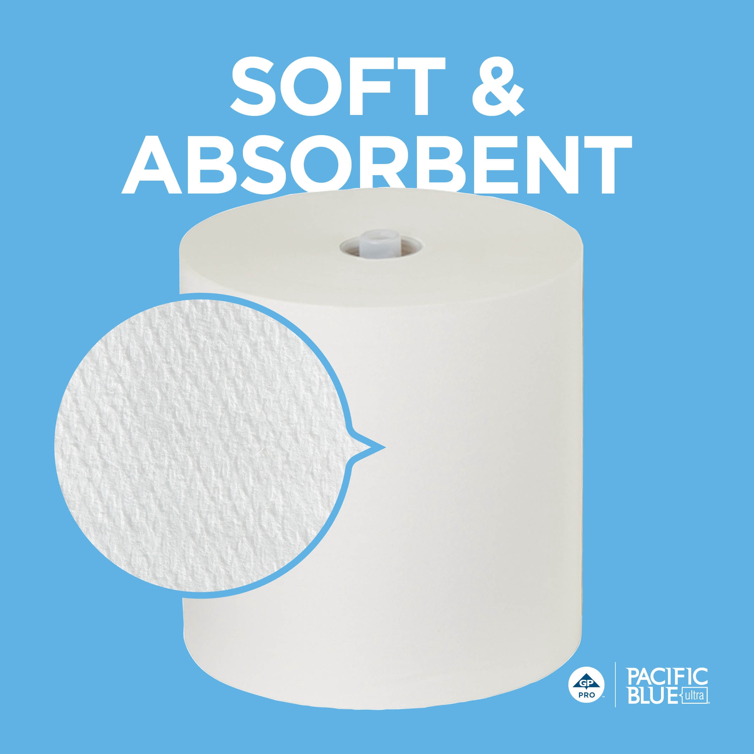 Pacific Blue Ultra® 8” High-Capacity Recycled Paper Towel Rolls by GP PRO (Georgia-Pacific), White, 6 Rolls per Case