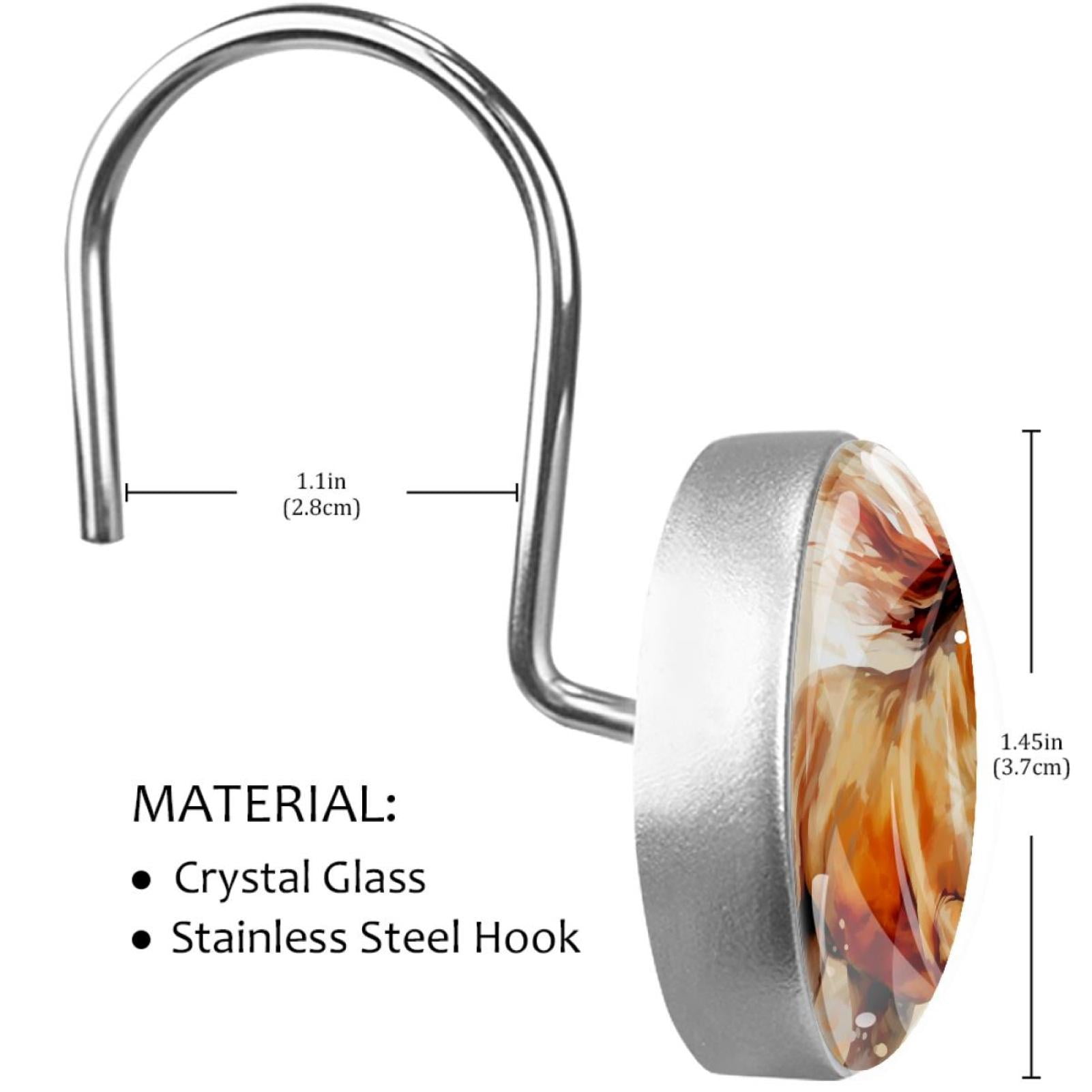 HemaKayy 12 Pcs Decorative Shower Curtain Hooks - Stainless Steel Rings for Bathroom Décor - Easy Glide & Secure Hold - Perfect Decoration for Bathroom Shower Rods - Animal Horse