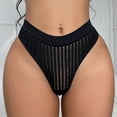 thumbnail image 2 of Elainilye Fashion Womens Underwear Thong Sexy Seamless Underwear with Triangular Hollow Breathable Underwear Bikini Panties,Black, 2 of 7
