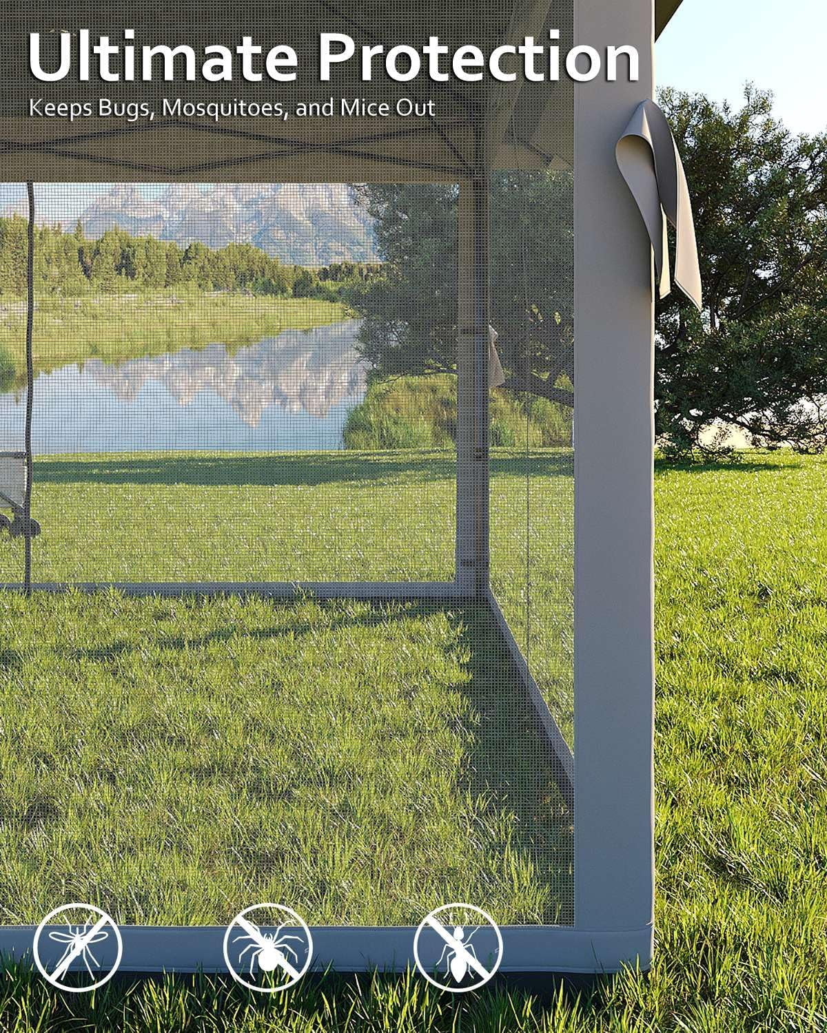 Luku 13x13FT Pop Up Gazebo, Canopy Tent with Mosquito Netting - Outdoor Gazebo for Backyard & Patio Furniture - Pop Up Tent with Wheeled STO-N-Go Cover Bag