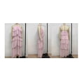 thumbnail image 2 of Vestido de Color Sólido Elegante de Gasa en Capas con Volantes, Moda Casual de las Mujeres 3/4 Manga Cuello Redondo para el Hogar Y el Uso Diario, 2 of 9