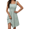 thumbnail image 1 of Robes Soleil Femmes Encolure Carrée Robe d'Été Jaune Taille Haute Invitée de Mariage Robe Soleil Robe Été Femme avec 2 Poches G, 1 of 7