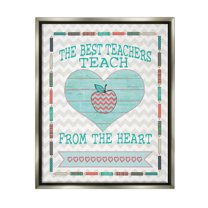Stupell Teach From The Heart School Phrase Food & Beverage Painting Gray Floater Framed Art Print Wall Art
