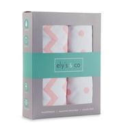 Ely's & Co. WaterProof Changing Pad Cover / Cradle Sheet -2 Pack Pink Chevron and Polka Dot