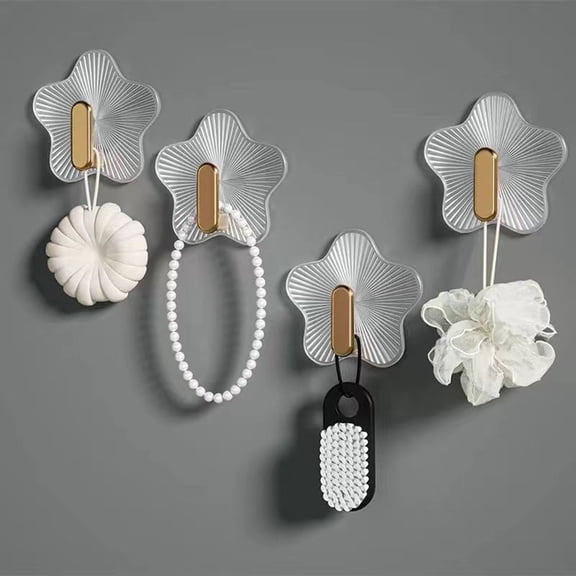 Acrylic Adhesive Hooks, Star Shaped No Drill Wall Hooks Heavy Duty Hanging Organizer For Kitchen Bathroom Bedroom Office Camper Home Decor