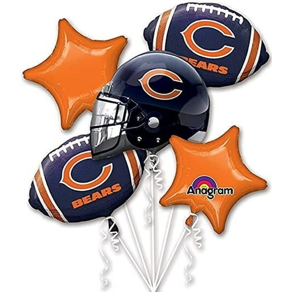 Chicago Bears Football Helmet 5 Piece Pack Bouquet Foil Balloons