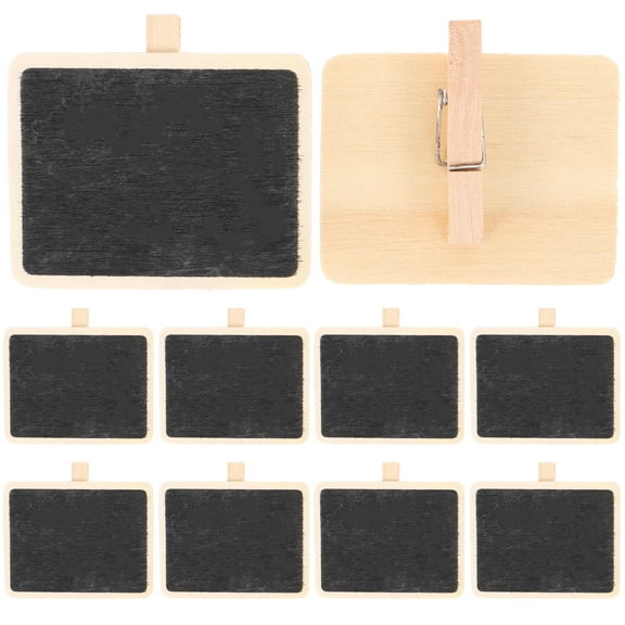VORCOOL 10Pcs Clip Sign Wood Chalkboard Tags for Desk Accessories and Home Decor