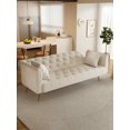 thumbnail image 5 of FFH 71" Velvet Futon, Convertible Sleeper Sofa Bed with 3-Position Adjustable Backrest, Twin-Size Sleeper Sofa with Throw Pillows, Beige, 5 of 10