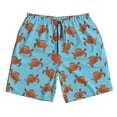 thumbnail image 3 of Uemuo Turtle Pattern Men's Swim Trunks Hawaiian Beach Bathing Suit Swimsuits Beach Quick-Dry Shorts with Pockets-Large, 3 of 9