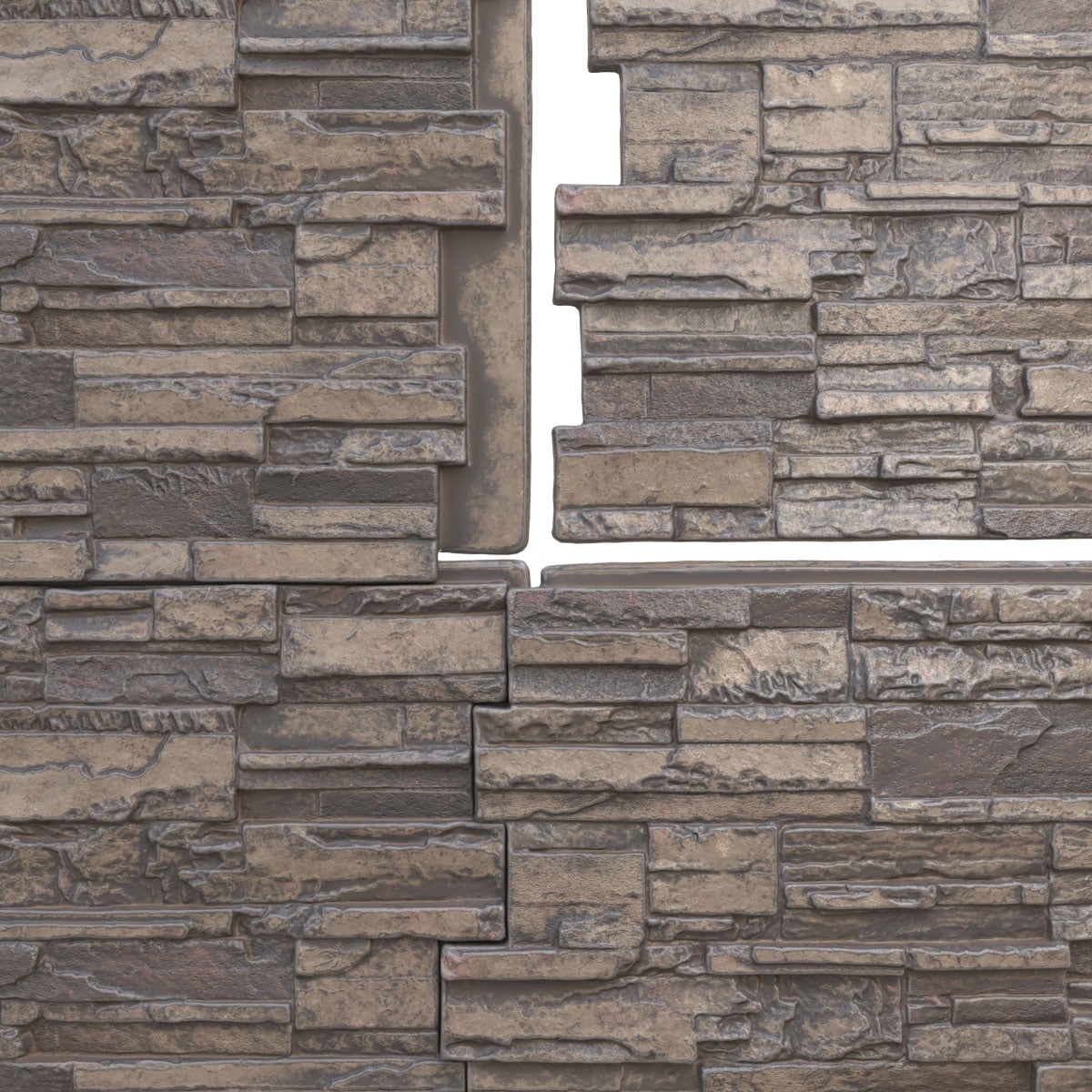 Ekena Millwork 48 5/8"W x 24 3/4"H x 1 1/4"D Cascade Stacked Stone, EverStone Faux Stone Siding Panel, Cascade River
