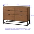 thumbnail image 5 of TMS Rosetti 6-Drawer Contemporary Dresser with Black Metal Framed Legs, Walnut, 5 of 7