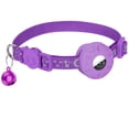 thumbnail image 2 of Cat Gps Tracker Collar, Reflective Cat Collar, Breakaway, 8-12 in Adjustable, Purple Woven Nylon, Bell attachment, Airtag Holder, 1 Pc, 2 of 6