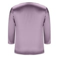 thumbnail image 5 of Women's Satin Blouse Dressy Casual 3/4 Sleeve Silk Tops Round Neck Formal Business Tshirts (Purple XXL), 5 of 5
