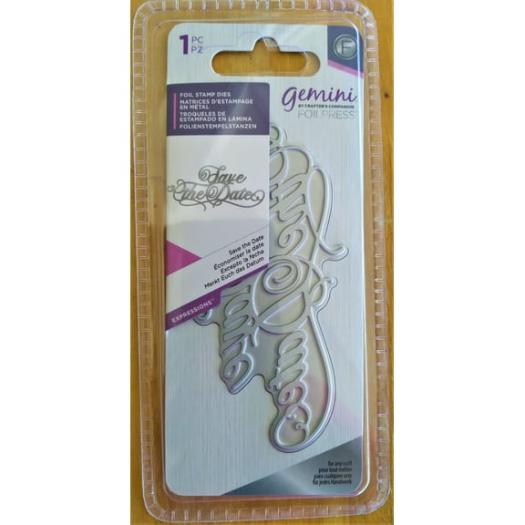 Gemini by Crafter's Companion FoilPress Stamp Dies "SAVE THE DATE" 1.7" x 3.6"
