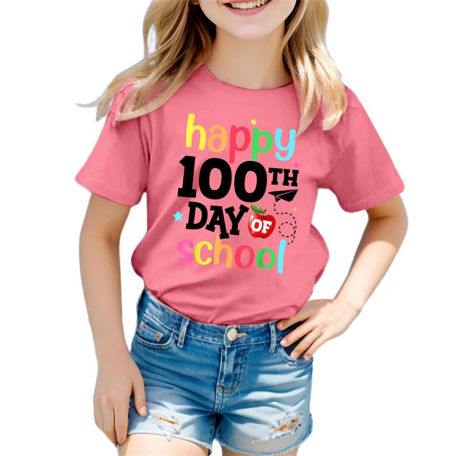 TZEWGL T-Shirts pour Enfants Imprimé Graphique Col Rond Manches Courtes Ample pour Filles Garçons Taille 3-4T