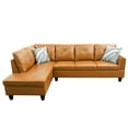 thumbnail image 3 of WRTEYEUI Convertible Sectional Sofa Couch, Faux Leather 4 Seat L-Shaped Sofa Set Modular Sofa Sleeper for Home, Living Room and Office, Diamond Pattern, Ginger, Left, 3 of 4