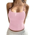 thumbnail image 2 of nochalofo Pink Square Neckline Streetwear Crop Tops for Women, Y2K Spaghetti Strap Camisole Crop Top Deep V Neeck Slim Vest Going Out Shirt Tank Tops Streetwear, 2 of 9
