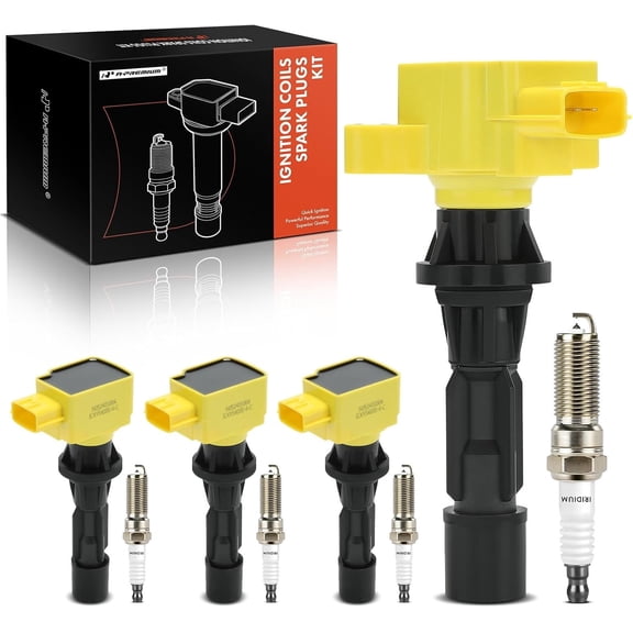 A-Premium (Yellow) Set of 8 Ignition Coil Pack and Iridium Spark Plugs Compatible with Mazda 3 2006-2013, 3 Sport 2009-2010 2012-2013, 6 2006-2013, CX-7 2010-2012, 2.0L 2.3L 2.5L, Replace# 0997001062