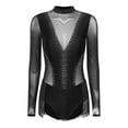 thumbnail image 2 of Alvivi Womens Figure Ice Skating Leotard Rhinestones Fringe Tassel Latin Salsa Tango Dance Bodysuit Black S, 2 of 7