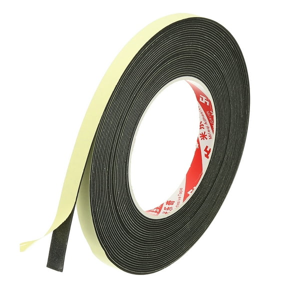 3/8 Inch x 33 Ft Weather Stripping Door Seal Strip, 1mm Thick EVA Self Adhesive Foam Seal Tape for Door Window Insulation, Black