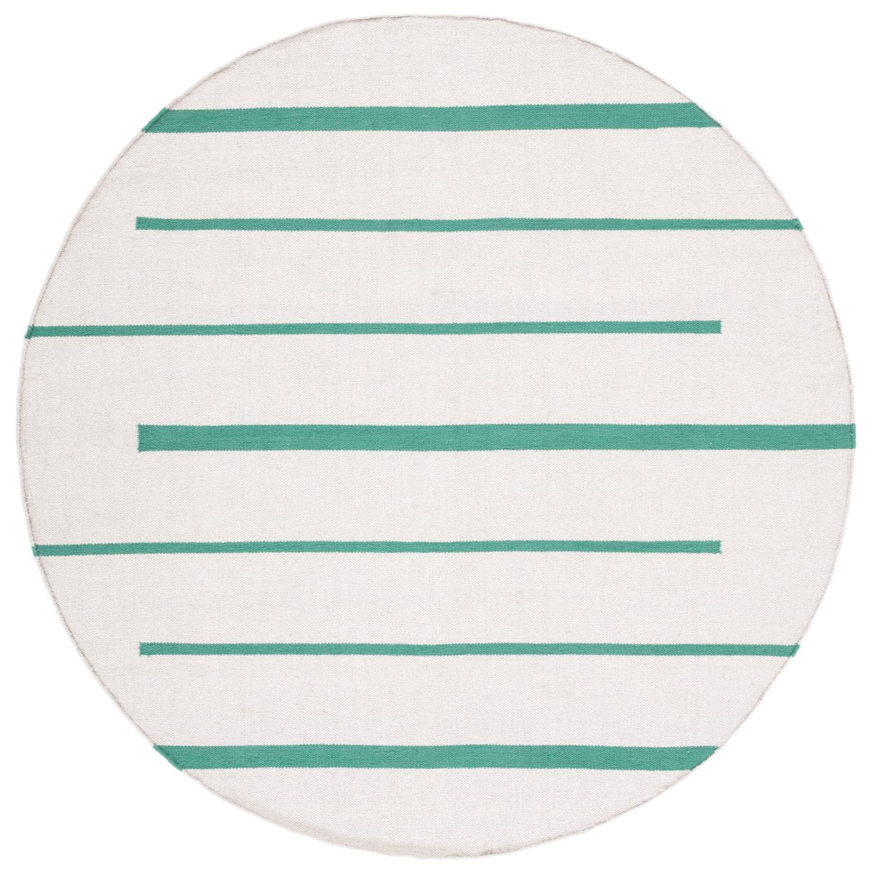 SAFAVIEH Montauk Oswald Geometric Striped Cotton Area Rug, Ivory/Dark Green, 9' x 12'