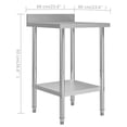 thumbnail image 4 of vidaXL Kitchen Work Table with Backsplash 60x60x93 cm Stainless Steel, 4 of 5