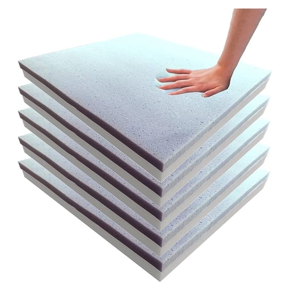 (5 Pack 2" x 20" x 20" Gel Memory Foam (High Density Base, Used for Chair Cushion Replacement, Dining Chairs, Wheelchair Seat Replacement)