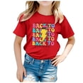 thumbnail image 1 of Chemises Filles Saison de Rentrée Scolaire Imprimé Graphique Col Rond Manches Courtes Été Hauts Filles, T-Shirts Rouges 8 Ans-9 Ans, 1 of 4