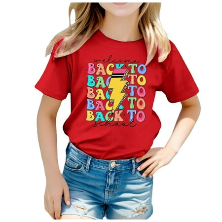 

Kid Back To School Season Graphic Print Round Neck Short Sleeve Tee Summer Casual T Shirt Tops Girls Light Long Sleeve Shirt Girls Workout Too Toddler Shirts Girls Girls Shirts 5t 14 Clothes T Shirts