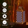 thumbnail image 3 of Hanging Solar Lantern Purple Black Checkerboard LED Lanterns Outdoor Waterproof Garden Decor Lights Gifts for Women, 3 of 8