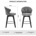 thumbnail image 2 of Bar Stools Set of 2, Counter Height Bar Swivel Chairs with Backs, Wood Legs and Footrest, Chenille Cushion, Height Adjustable, for Kitchens, Bars, Restaurants, Cafes, 2 of 8