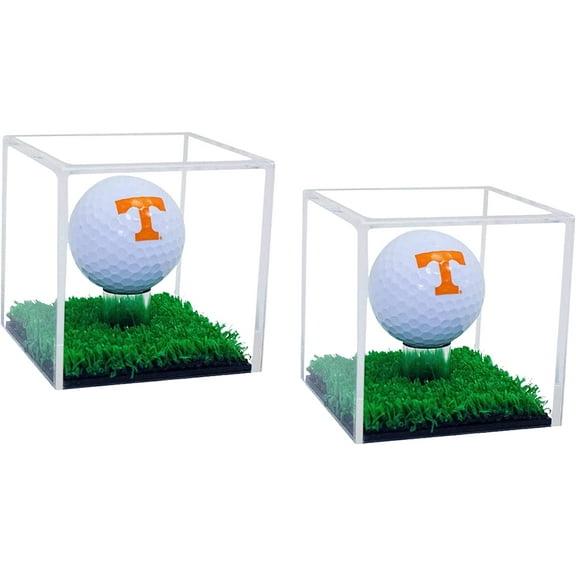 Better Display Cases Acrylic Golf Ball Display Case Set of Two with Clear Case and Turf Base (B52/A046)