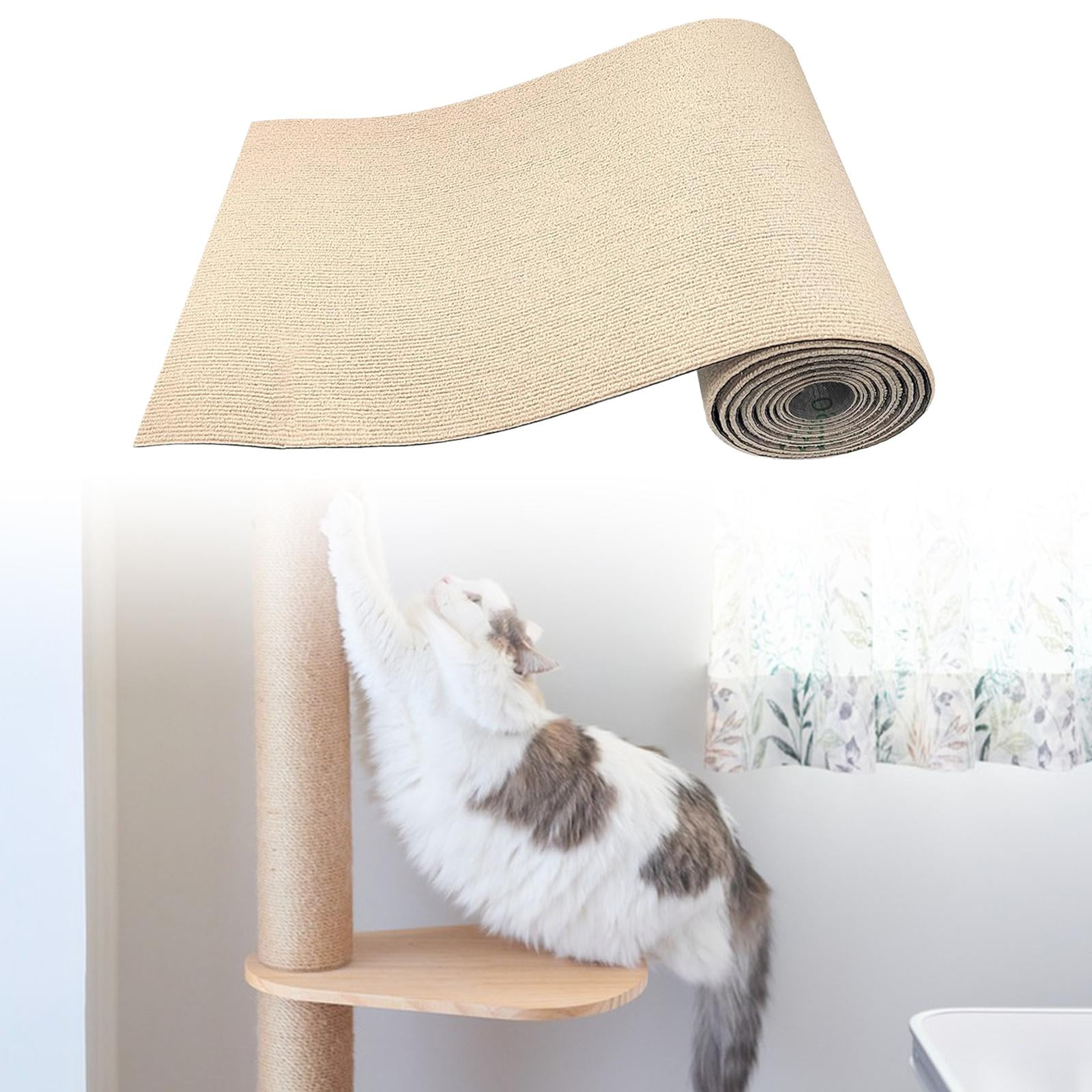 EHJRE Cuttable Scratching Mat for Cats, Self- Replacement Mat, 40 X 200 Cm, Cover for Scratching Post Shelves, Cat Carpet for Cat Scratching Post Khaki