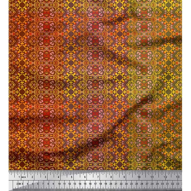 Soimoi Rayon Fabric Moroccan Damask Kaleidoscope Print Fabric by Yard 56 Inch Wide