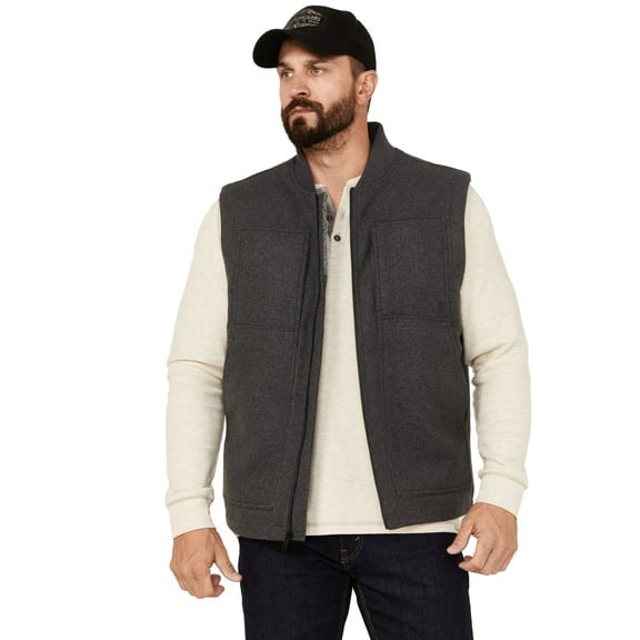 Brothers And Sons Men's Buffalo Check Wool Zip Vest Charcoal XX-