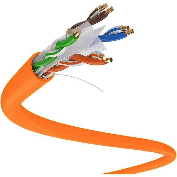 Dripstone Orange CAT6 1000ft UTP Solid Cable 23AWG LAN Network Ethernet RJ45 Wire