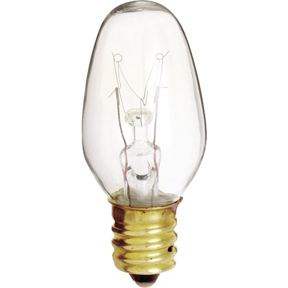 Satco S4724 - 4 watt C7 Incandescent; Clear; 3000 average rated hours; 16 lumens; Candelabra base; 120 volts; 4/Card