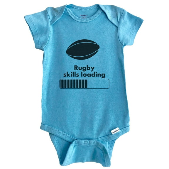Rugby Skills Loading Funny Baby Bodysuit (Blue), 0-3 Months