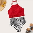 thumbnail image 4 of WREESH Women Striped Push Up High Cut Hight Waist Halter Bikini Set Two Piece Swimsuit, 4 of 8