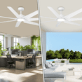 thumbnail image 4 of 65" White Ceiling Fans with Lights, 7 Damp-rated ABS Blades, Indoor Outdoor Commercial Large Ceiling Fan, 3CCT Dimmable, 6 Speed Noiseless Reversible DC Motor, 4 of 12