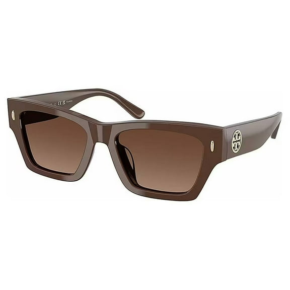 Tory Burch TY 7169U Plastic Womens Rectangle Polarized Sunglasses Solid Brown 52mm Adult
