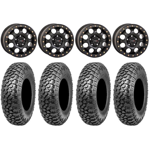 System 3 SB-7 15" Wheels Bk (6 1) 32" RAZR XT Tires Polaris RZR Turbo R & Pro R Ranger 1500 Xpedition