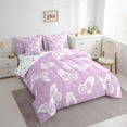 thumbnail image 3 of Manfei Purple White Butterfly Twin Bedding Sets 7pcs for Girls, Animal Theme Bedding Comforter Set, Cartoon Wildlife Sheet Sets, Super Cozy Room Decor, 3 of 8