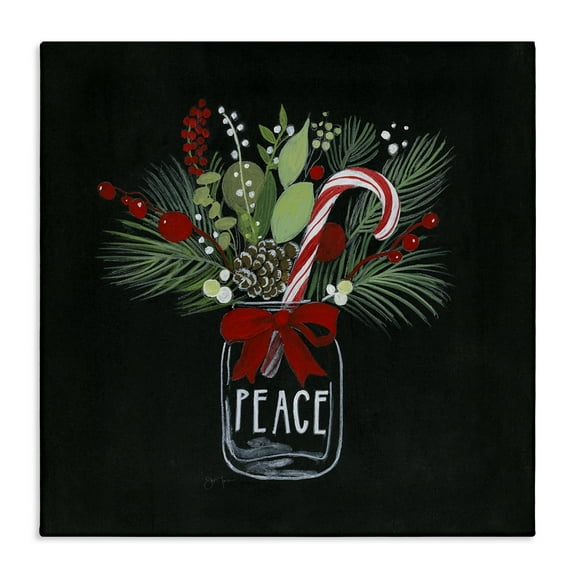 Stupell Industries Peace Candy Cane Jar Holiday Painting Gallery Wrapped Canvas Art Prints Wall Art, 17 x 17