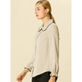 thumbnail image 4 of Blusa De Manga Larga Con Cuello Peter Pan Y Volantes Para Mujer Albaricoque S, 4 of 6